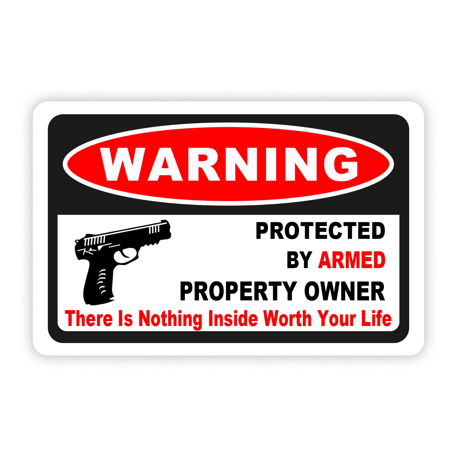 3Pack Gun Sign for Home Security 10x7 inch Warning Signs for Home Property Rust Aluminum Gun Warning Sign Weatherproof and UV Protected — Amazon image 7