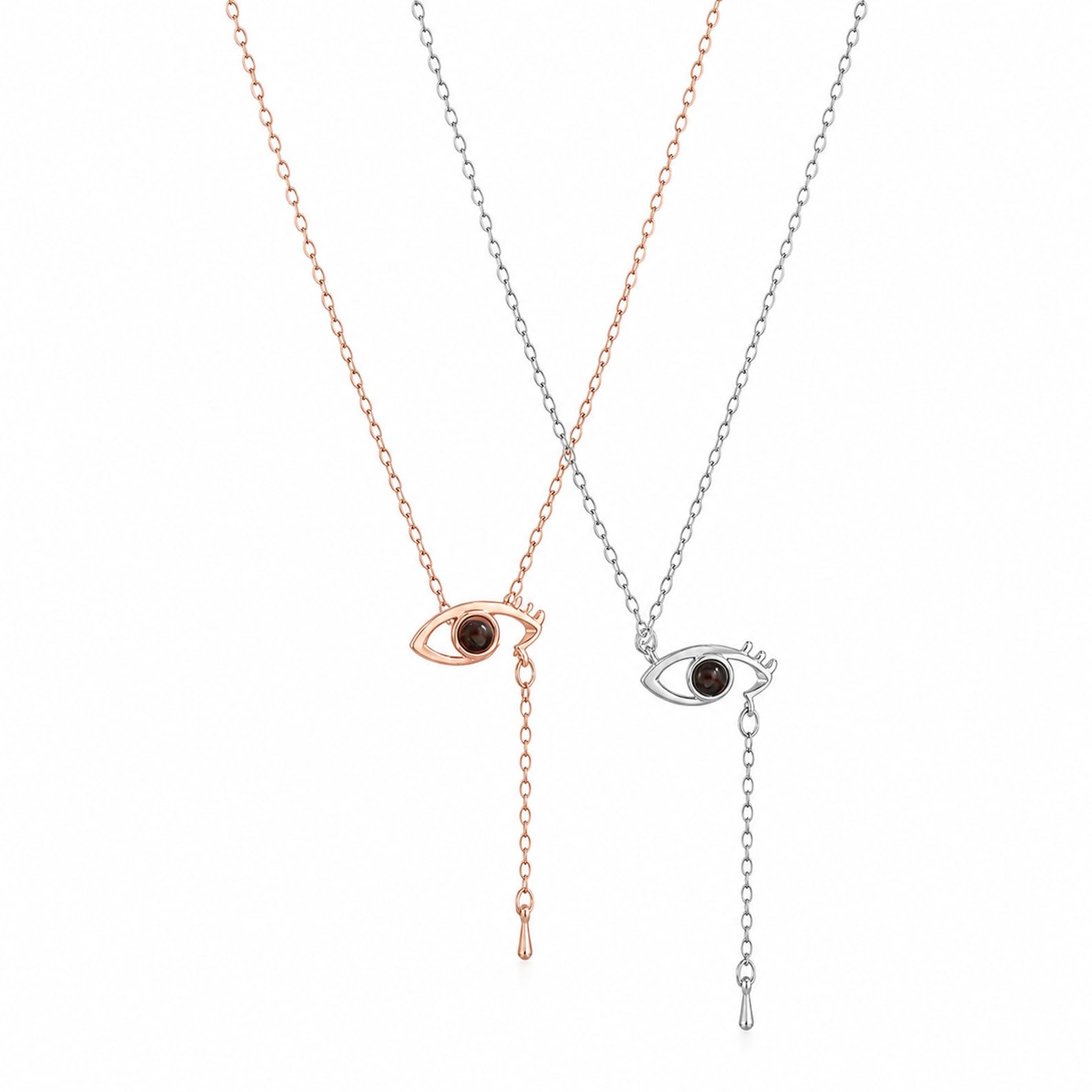 Collana di proiezione dell'occhio del male argento sterling 925 personalizzato collana di foto pendente commemorativo per la sua mamma San Valentino fatto a mano personalizzato