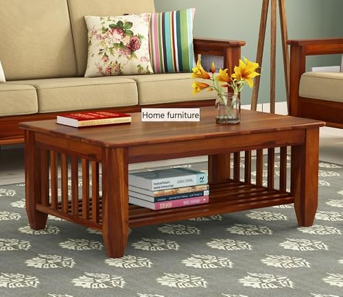 Home Furniture Wooden Center Coffee Table for Living Room and Office | Center Table | Tea Table | Sofa Set Table | Natural Teak Finish