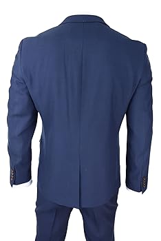 Mens Navy 3 Piece Suit Tailored Fit Smart Formal Classic