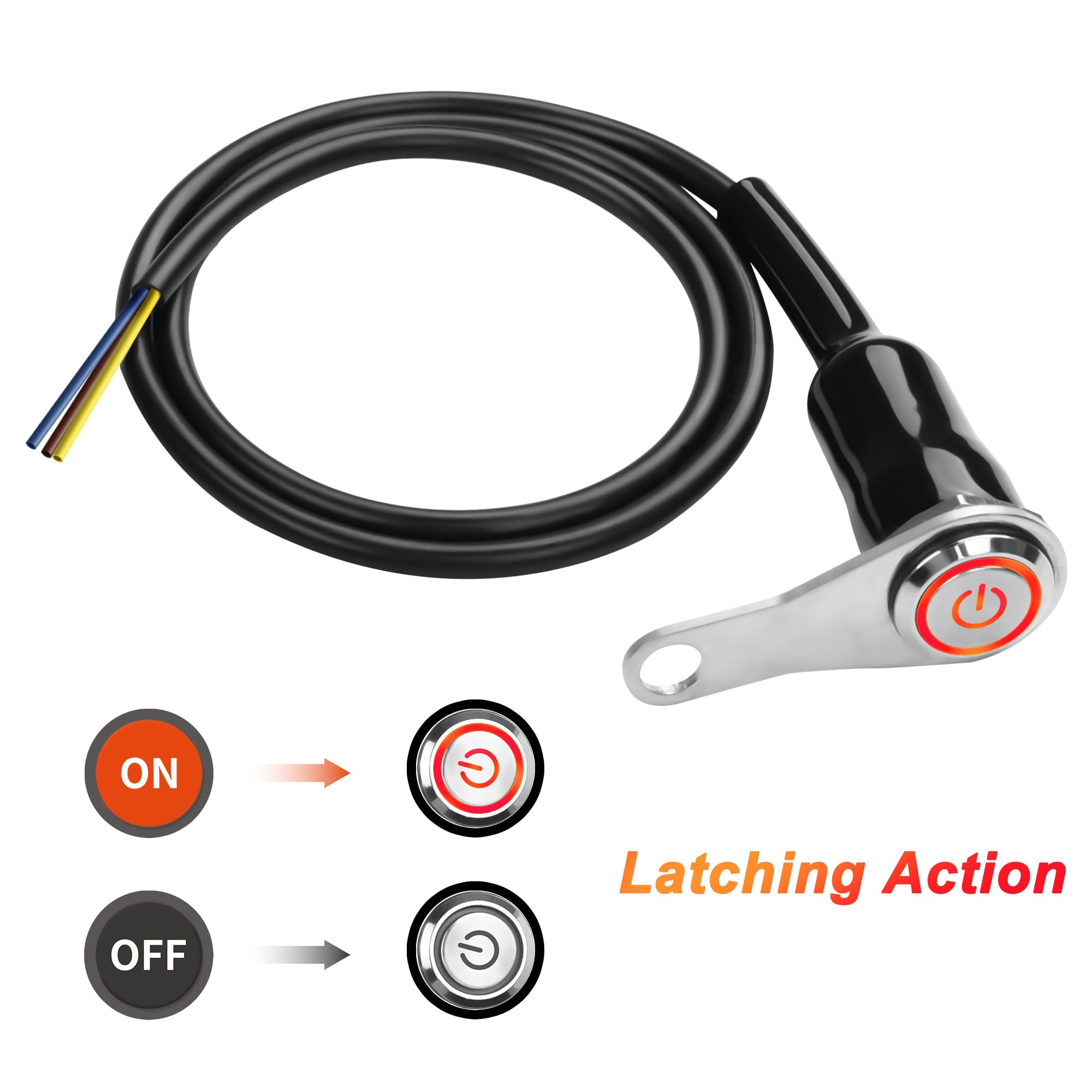 MEIRIYFA Przełącznik LED do motocykla, 12 V, uniwersalny przełącznik LED na kierownicę motocykla, zamiennik modyfikacji bracket control, 2 sztuki, czerwone światło