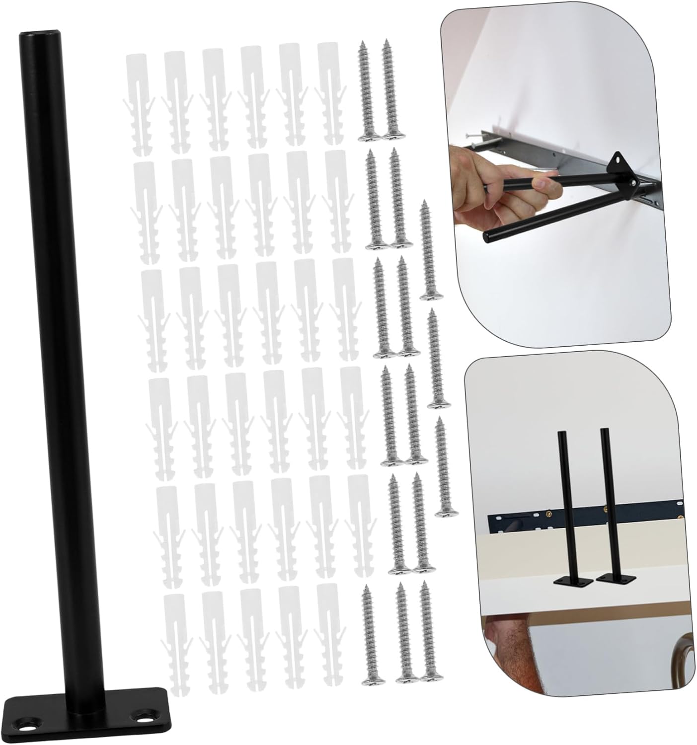 4pcs Heavy Duty Black Metal Floating Shelf Brackets for Rustic Industrial Installation Screws for Home Garage and Office Shelving Support