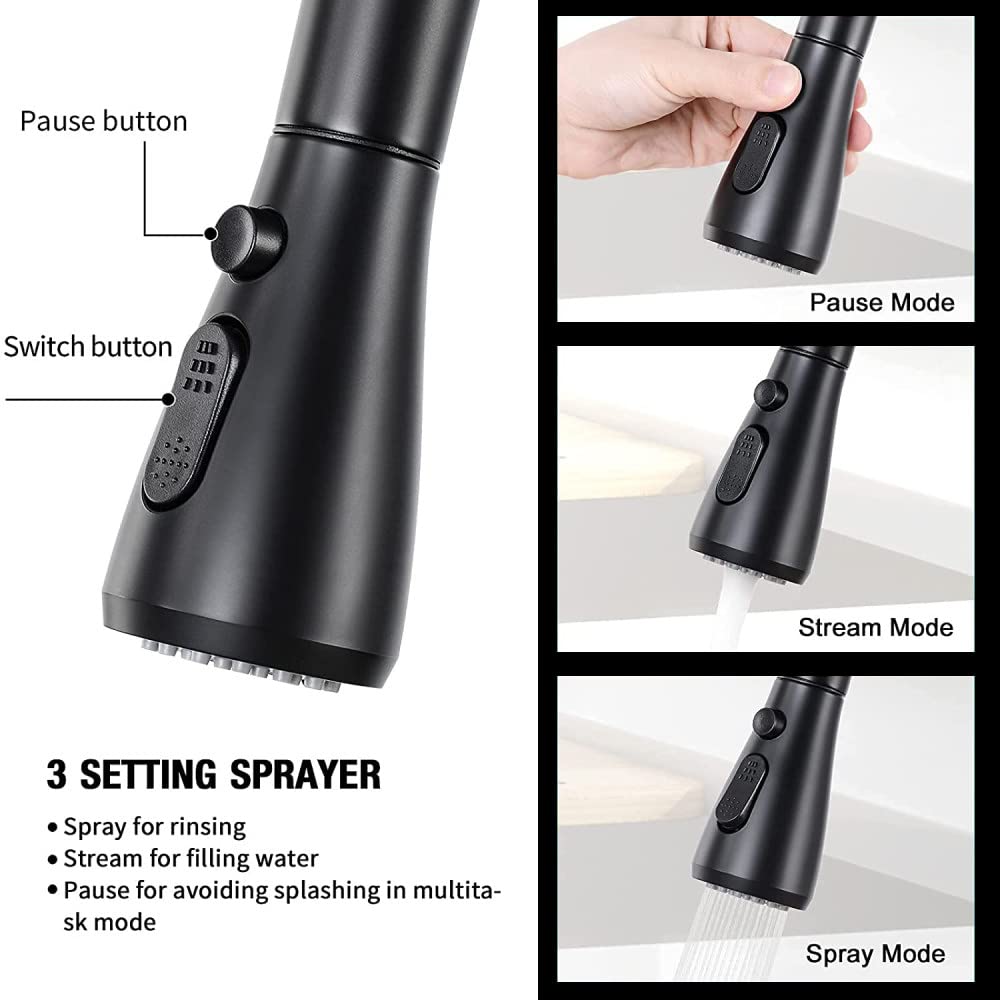 Grifo de cocina de agua de purificación grado giratorio grifo de agua pura filtrada grifo mezclador multifunción, cromo negro A, talla única