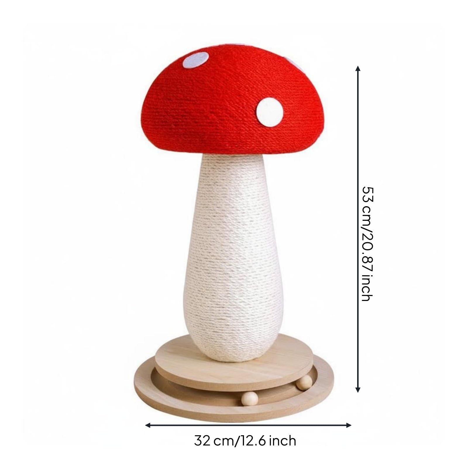 Griffoir Poteau à Griffer Sisal Mobilier, 530 Mm Hauteur X 320 Mm Diamètre De La Base, Grand Parapluie Rouge avec Plateau Tournant