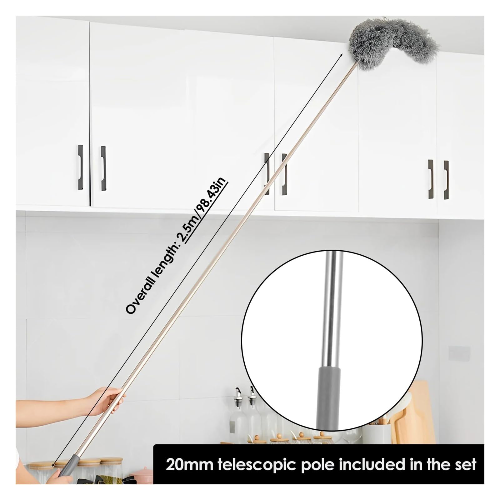 Juego de 7 cepillos telescópicos for polvo, mango largo, for limpiar el hueco de la cama, sofá, mopa for quitar el polvo, accesorio de limpieza del hogar