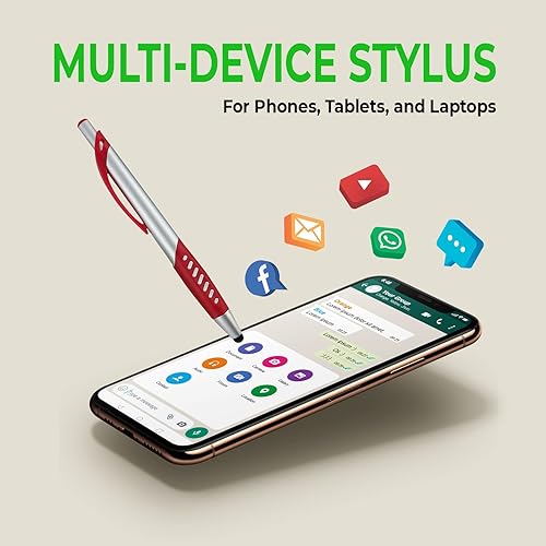 Miniatura 3 de Lápiz capacitivo 2 en 1 y bolígrafo con agarre cómodo para dispositivos universales de pantalla táctil, tabletas, iPad, iPhone 6, 6 Plus, iPod,