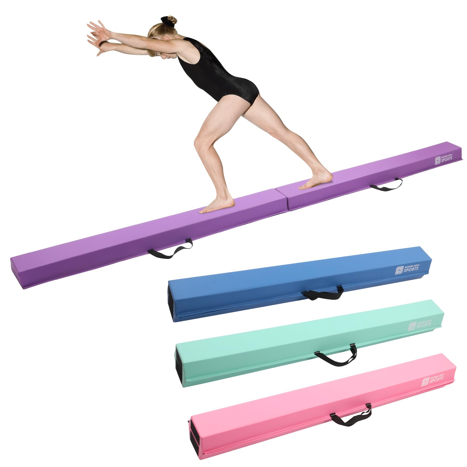 DIKEP Folding Gymnastics Floor Balance Beam for Kids Teenagers, 6 Ft Home-Gym Equipment for Toddler Athletes Practice, EVA Foam Non Slip PVC Bottom Base Training Beam, Purple