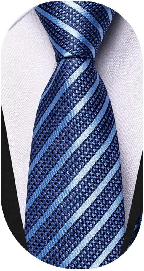 Ties for Boys Self Tie Silk Paisely Striped Kids Necktie and Pocket Square Set for Age 8-11 Graduation School