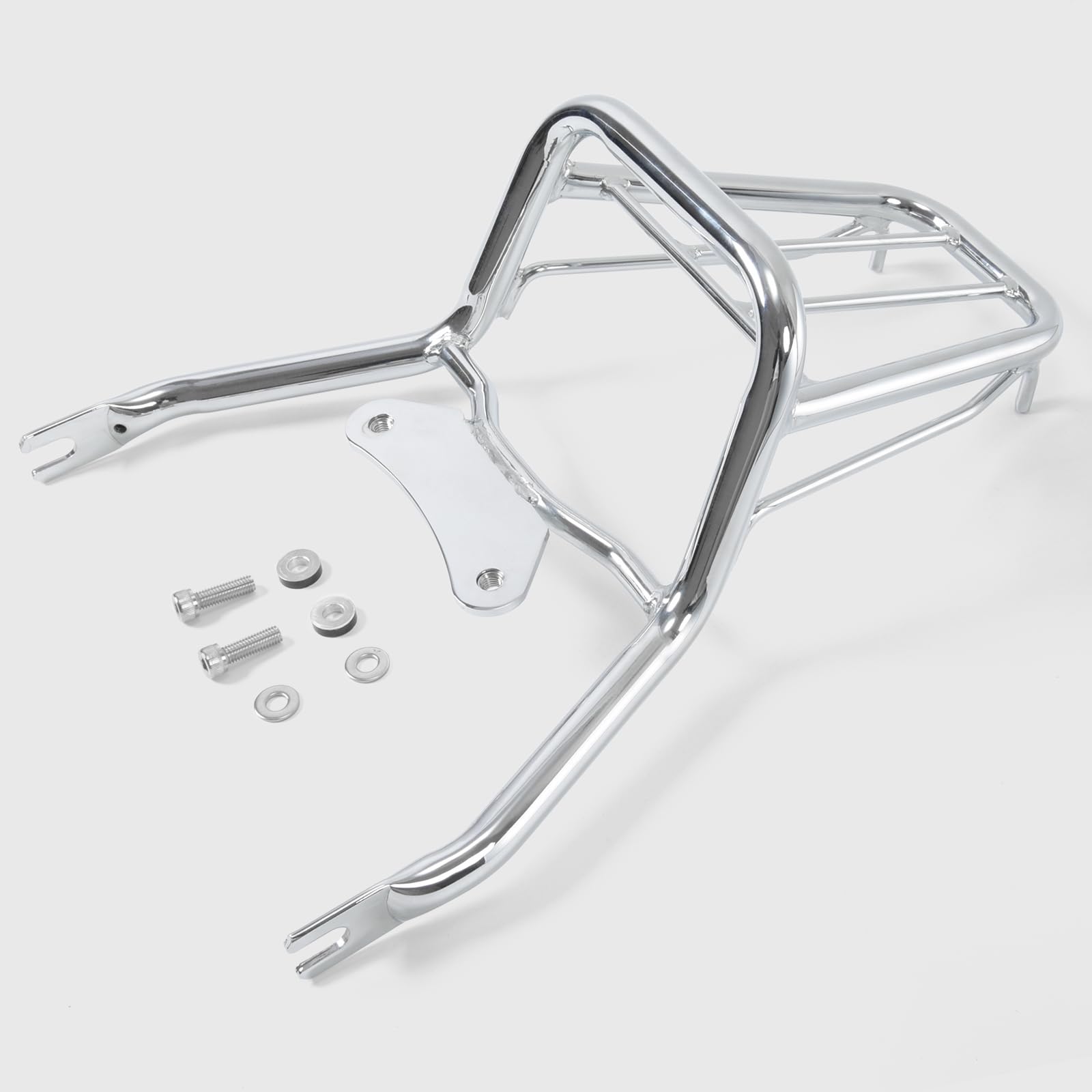 WOOGA Hinterer Gepäckträger aus Kohlenstoffstahl,verchromter Gepäckhalter, Ersatz für den hinteren Gepäckträger passend für HO&N&DA Monkey 125/Z125 Monkey125 Z 125 Zubehör 2018-2024 (Chrom)