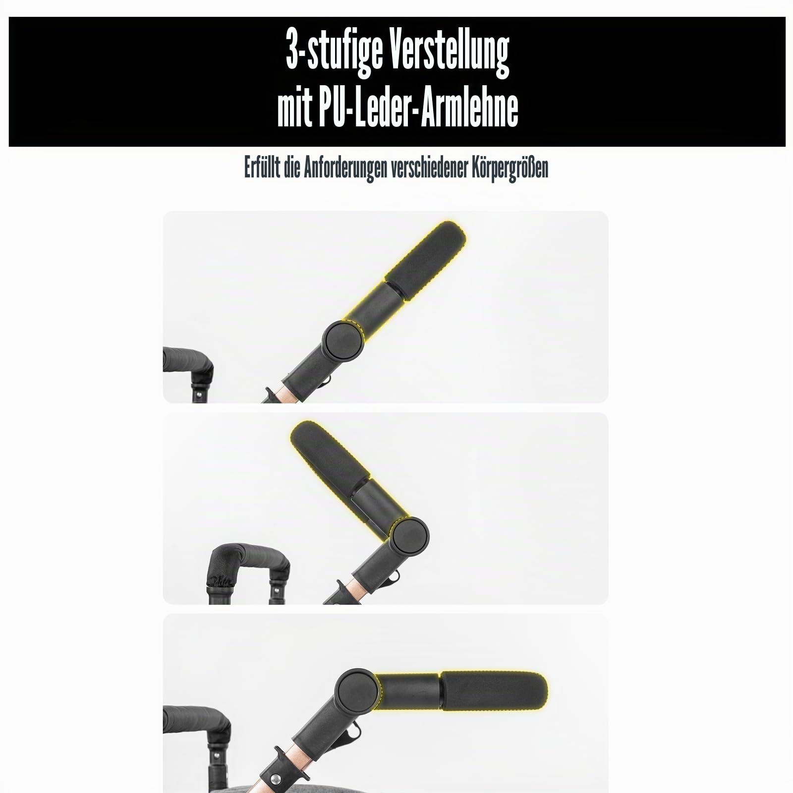 3 in 1 Kinderwagen, Liege- und Wendbarer Reisesysteme Buggy, 3-teiliger One-Click-Klappkinderwagen, Babywagen mit Komplettem Zubehör und Doppelbremsen (V8 BlackGold)