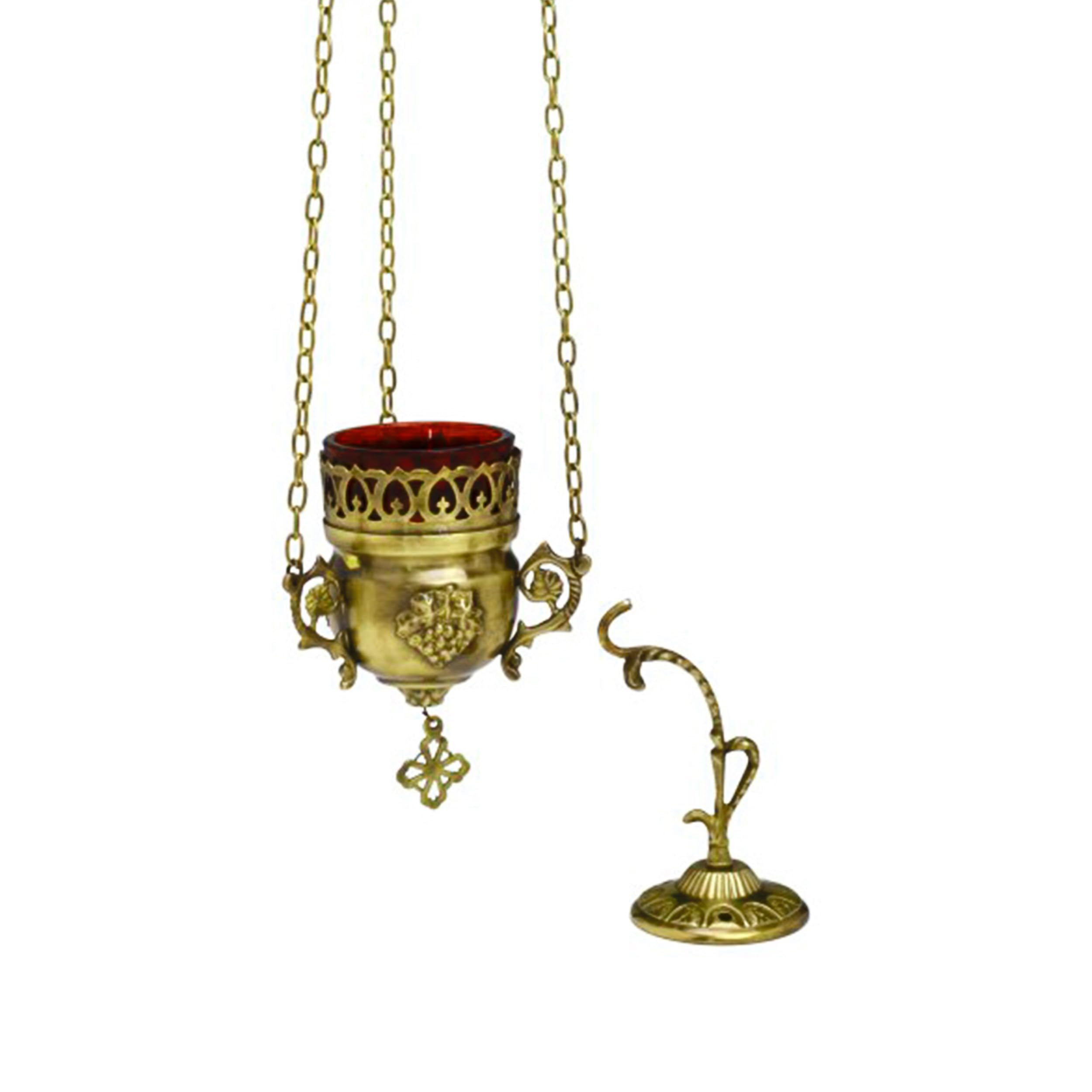 NKlaus Lampada eterna antica ottone – Sospensione con catena a ancora, fatto a mano, tealight, altezza 15 cm, catena 86 cm, Ø 8 cm, 2953