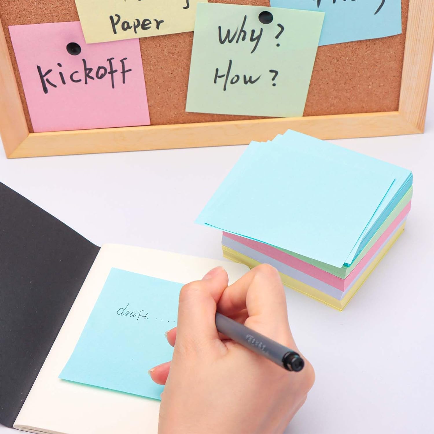 Mogoostry Non-Stick Note Cube 500 Sheets Non-Sticky Notes 3.3"x3.3" Blank Colorful Paper Memo Scratch Pads Refills Reminder Cubes for Taking Notes image 4