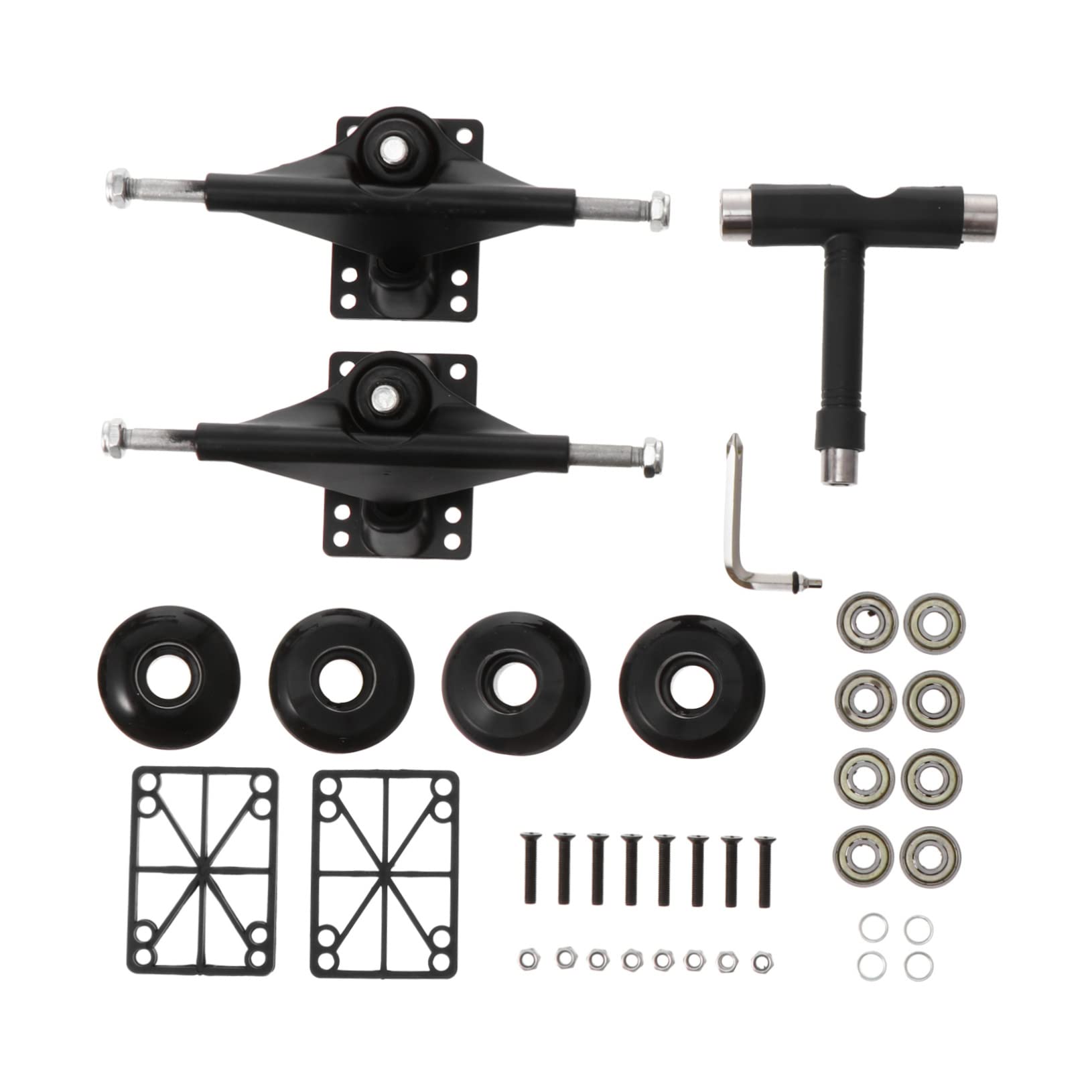 Camions de Skateboard Double Tilt, Kit Complet Noir en Alliage D'aluminium