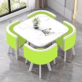 Material duradero y construcción robusta: Las patas del juego de comedor están hechas de metal de calidad, resistente al desgaste y duradero. Además, la mesa y las sillas cuentan con marcos de acero de alta resistencia. Cada silla soporta hasta 75 kg. Además, la mesa de comedor cuenta con almohadillas de goma antideslizantes for mayor estabilidad.