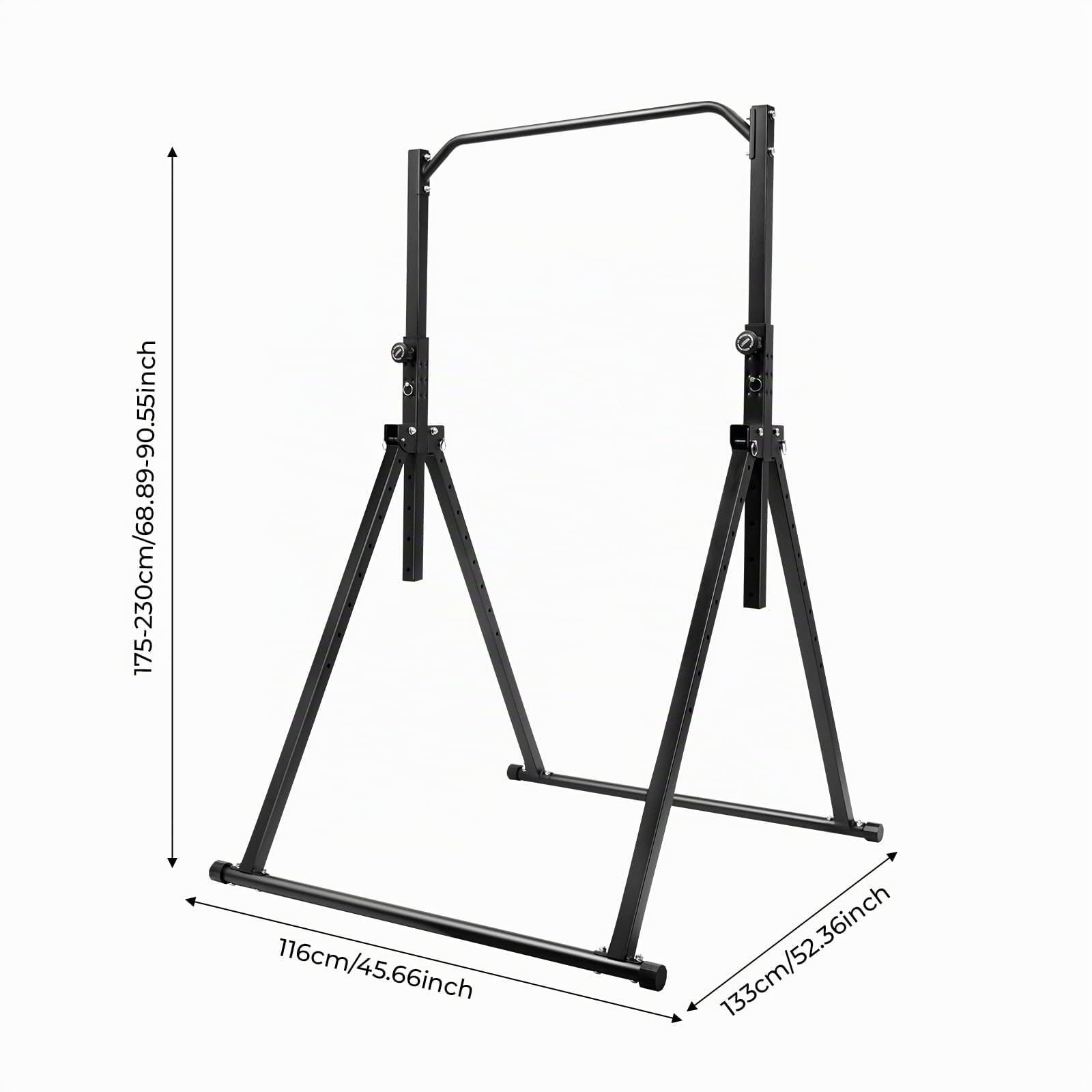 Faltbar Power Tower Dip Station Klimmzugstange Freistehend Höhenverstellbar Pullup Bar Stabiler Dreiecksstruktur für Home Gym, bis 200 kg Belastbar