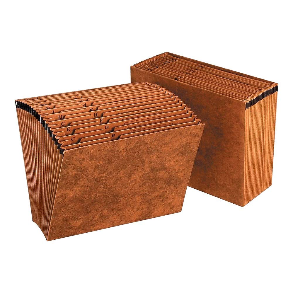 Staples Letha‑Tone Expanding File, A–Z Alphabetical Index, 21‑Pocket Organizer, Letter Size, Brown Redrope