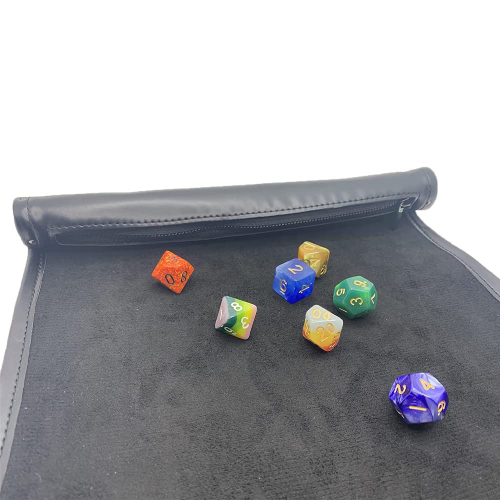 Faltbares Spielset, tragbar und faltbar – Würfelaufbewahrung und Rollbrett – DND Faltbare Matte für jeden Würfel oder Gesellschaftsspiel – perfekt für DND (schwarz)