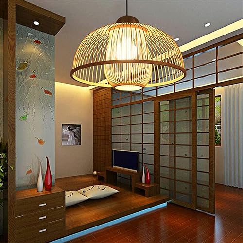 Miniatura 3 de Lámpara de bambú y madera de estilo chino personalidad creativa Hueco Endant Light Industrial Retro Material Natural Linterna Luz Colgante E27