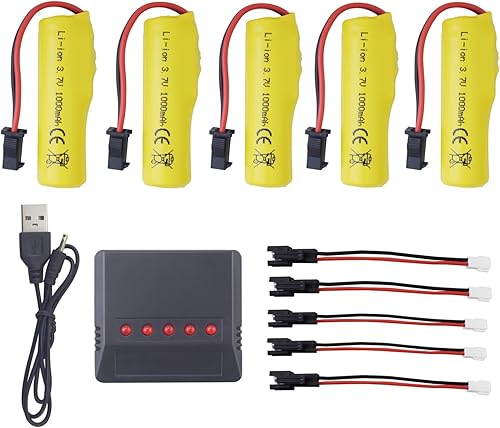 sea jump 5PCS 3.7V 1000mAh batería de iones de litio con cargador 5in1 para TB202 TB201 TM201 TM202 TC141 DE35 DE38 DE40 DE50 DE84 S767 SL-356A