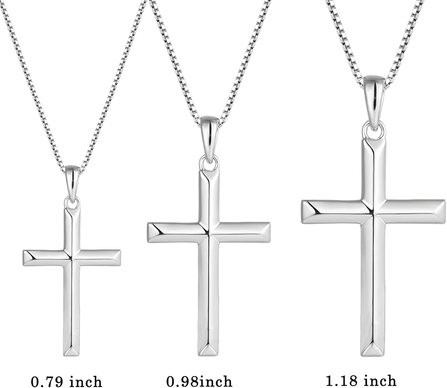 YL Cross Necklace for Women Sterling Silver Plain Cross Pendant Necklace High Polished Jewelry for Men (0.79"- 1.18") - Image 8