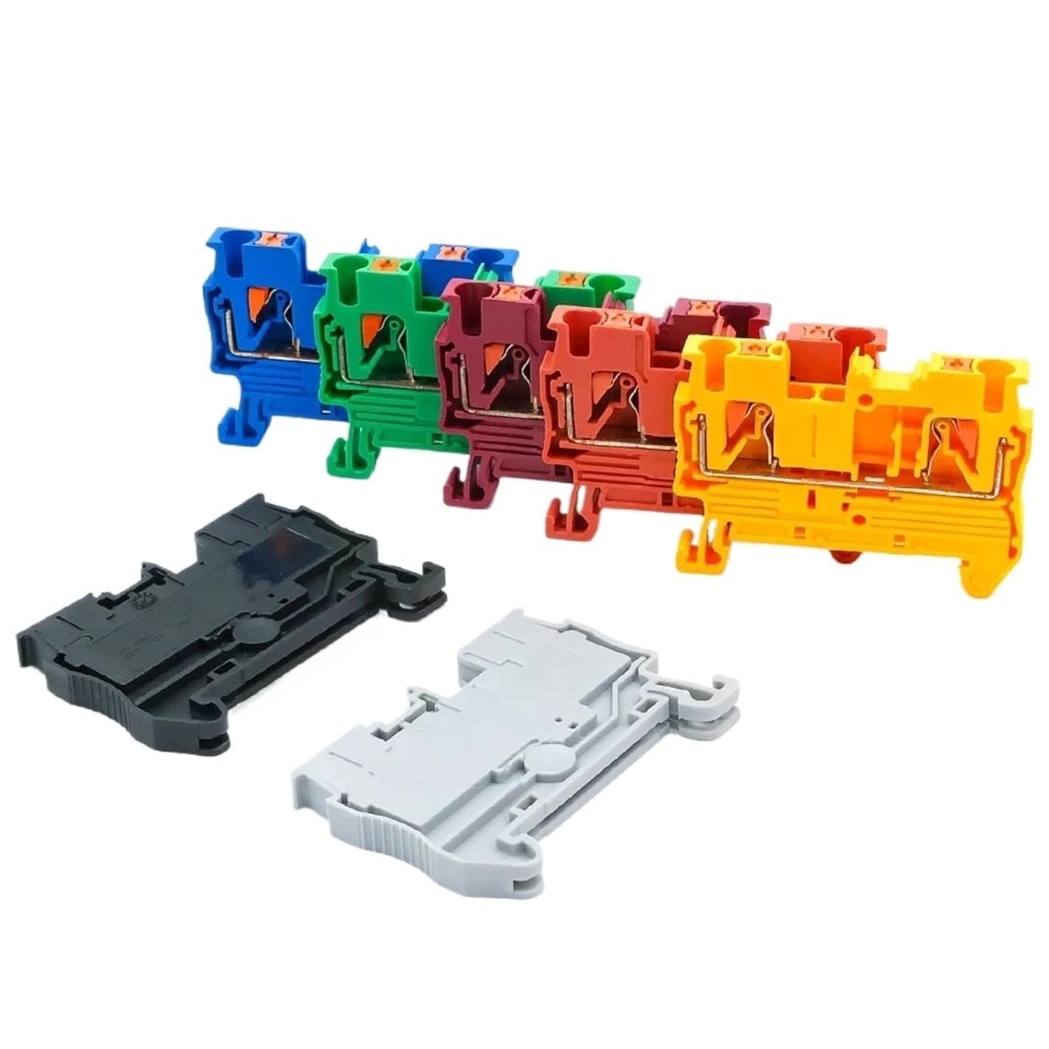 100Pcs DIN Rail Spring Terminal Block PT2.5 2.5mm² Push-in Quick Wiring with Spring Cage Compact Industrial Electrical Connector(PT-2.5-100PCS-BLACK)