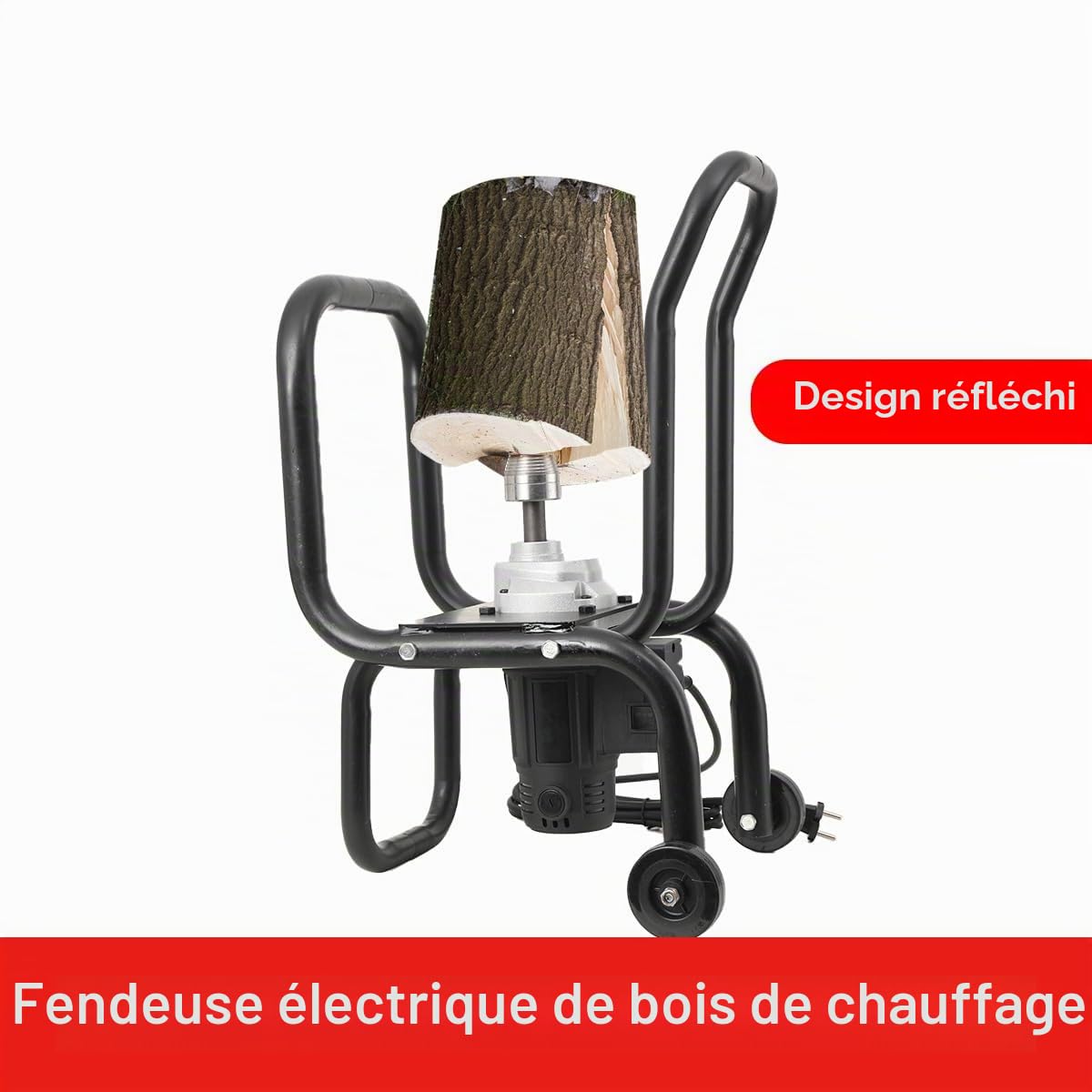 Fendeur de bois électrique 2000 W 220 V Diamètre 20 cm Système de fendage pour bois de chauffage et bois dur pour cheminée, feu de camp, poêle à bois, foyer, four à pizza, barbecue