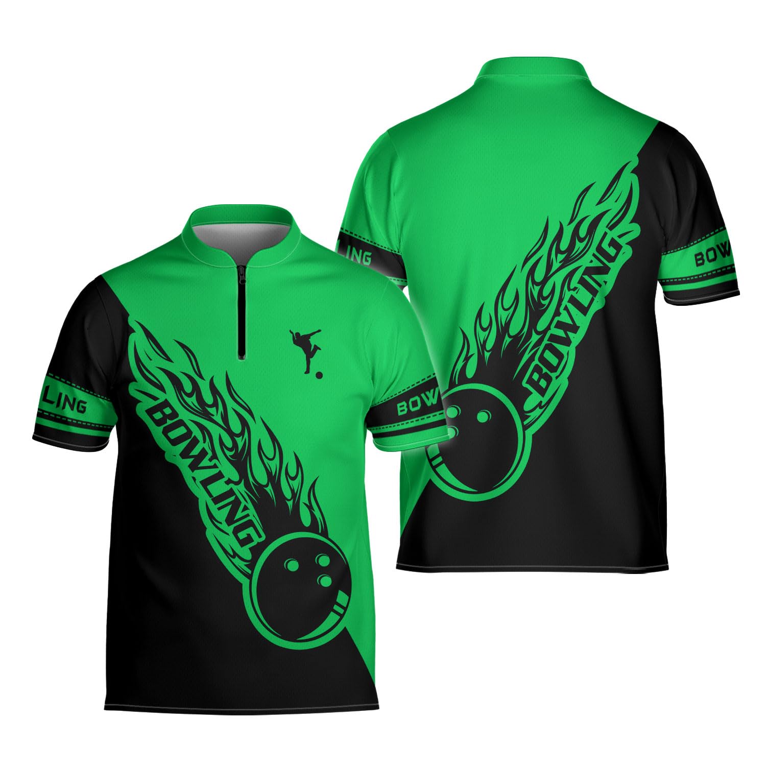 BOZENTIM Bowling Polo Shirts 3D for Men & Women, Bowling Jersey Shirt, Team Bowling Shirts Short Sleeve Polo Gift (US, Alpha, X-Large, Regular, Regular, Multicolor 5)