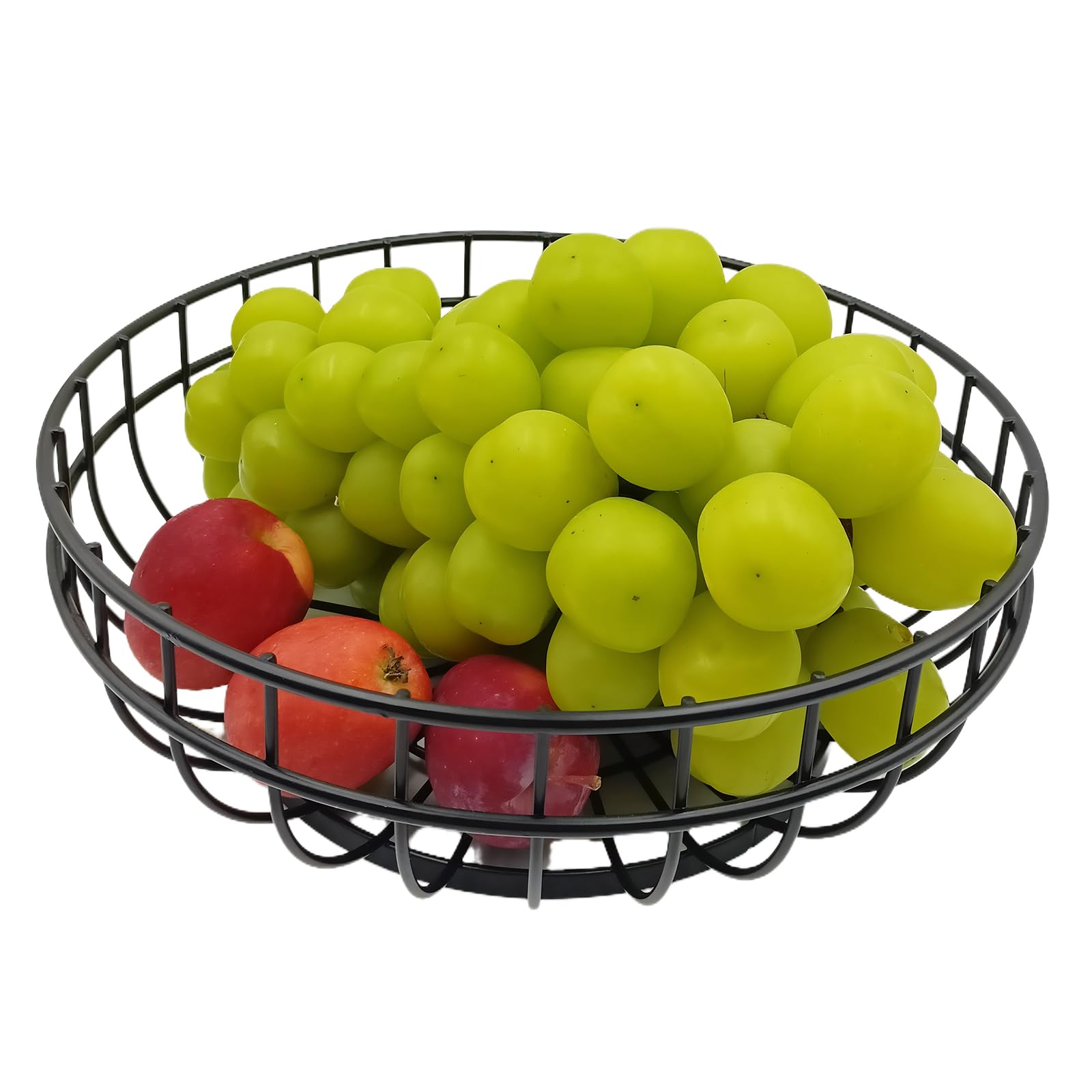 ORMANGO wire fruit vegetable bowl basket, picnic basket, desktop storage basket suitable for kitchen counters, table centerpieces, holiday decoration, modern simple single-layer fruit basket?black?