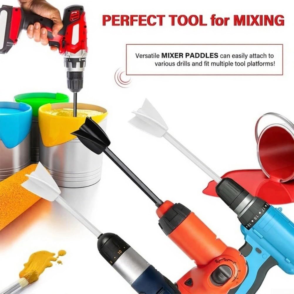 Miscelatori per pittura e resina epossidica ABS a spirale per trapano, Set da 8, Rosso e Blu