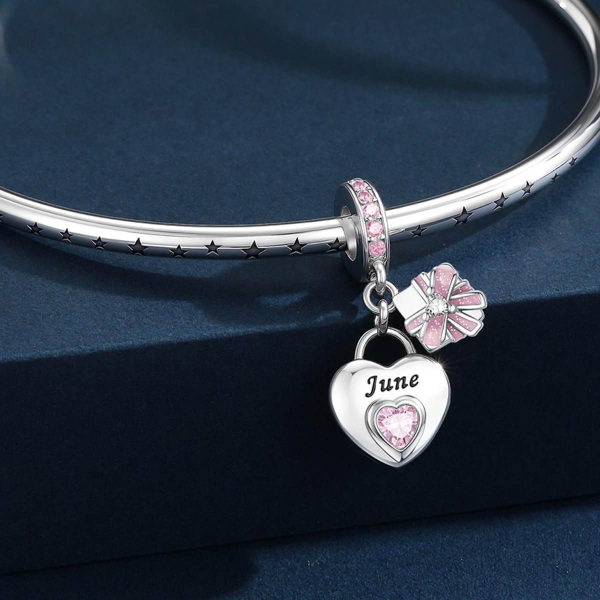 925 Sterling Silver Heart Birthstone Charms for Bracelets and Necklaces Happy Birthday Christmas Women&Mom Jewelry Gifts - Image 2