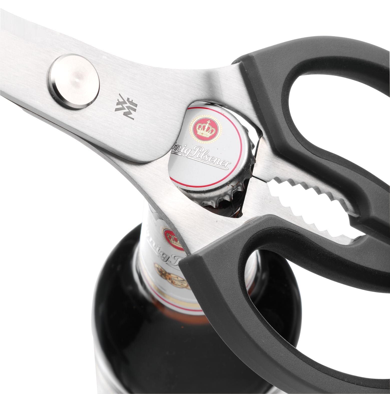WMF Forbici da cucina 23 cm, acciaio inossidabile Cromargan, manico in plastica, forbici universali con apribottiglie e sollevatore di lattine, Grigio scuro