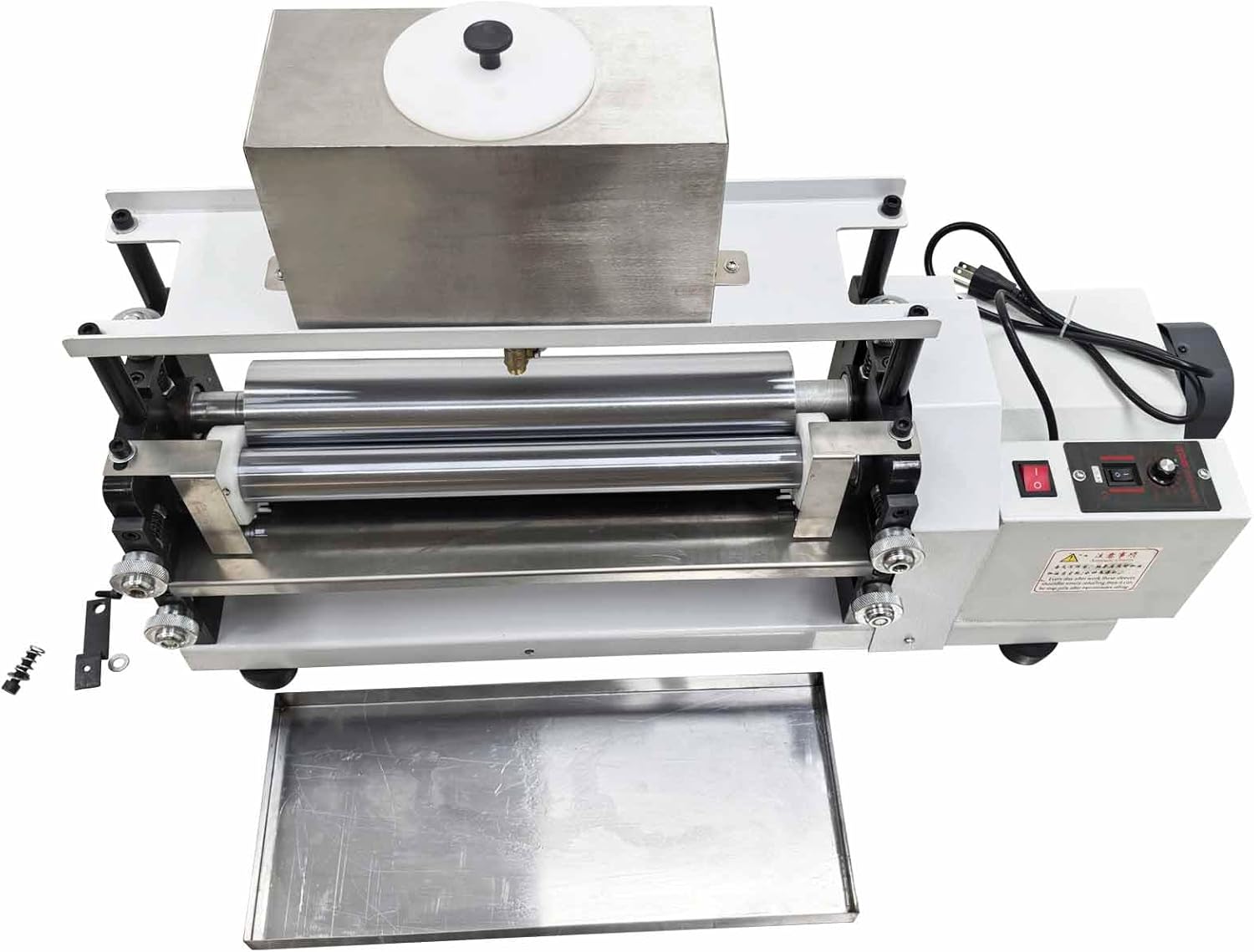 Automatic Double-sided Gluing Machine, 15.35" (390mm) Coating Width, 110V Glue Coating Machine with Steel Roller, White Emulsion Tool with Adjustable Speed for Paper Leather Cardboard