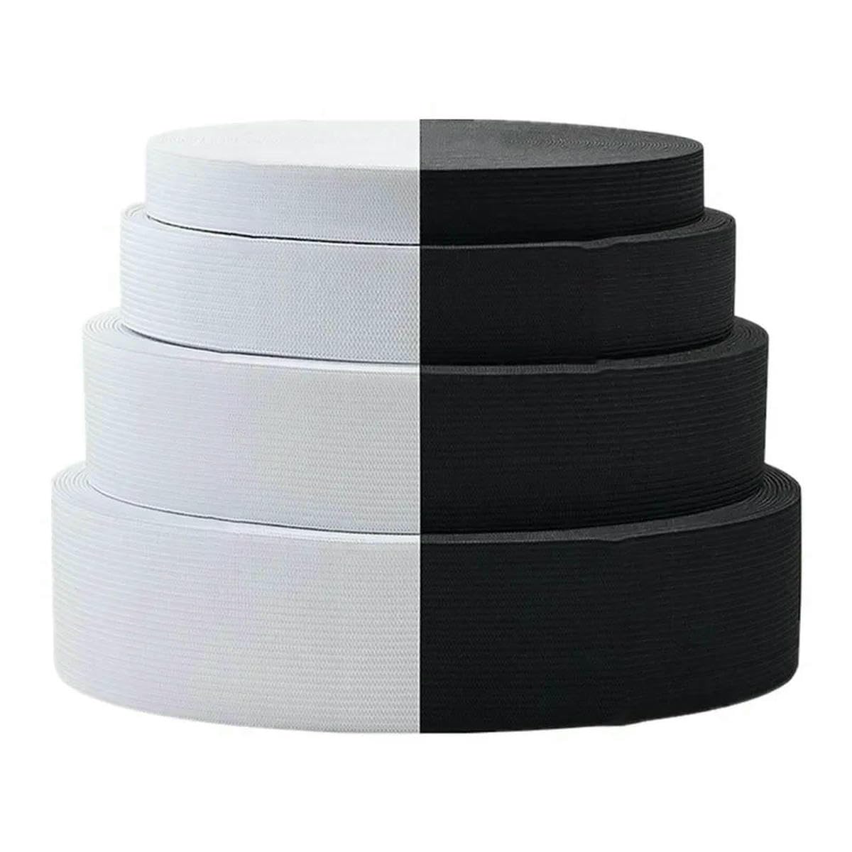 elastyczna taśma krawiecka, Gumka do szycia 40 metrów Dzianina o wysokiej elastyczności wielokolorowa 15-50 mm(Black,50mm)