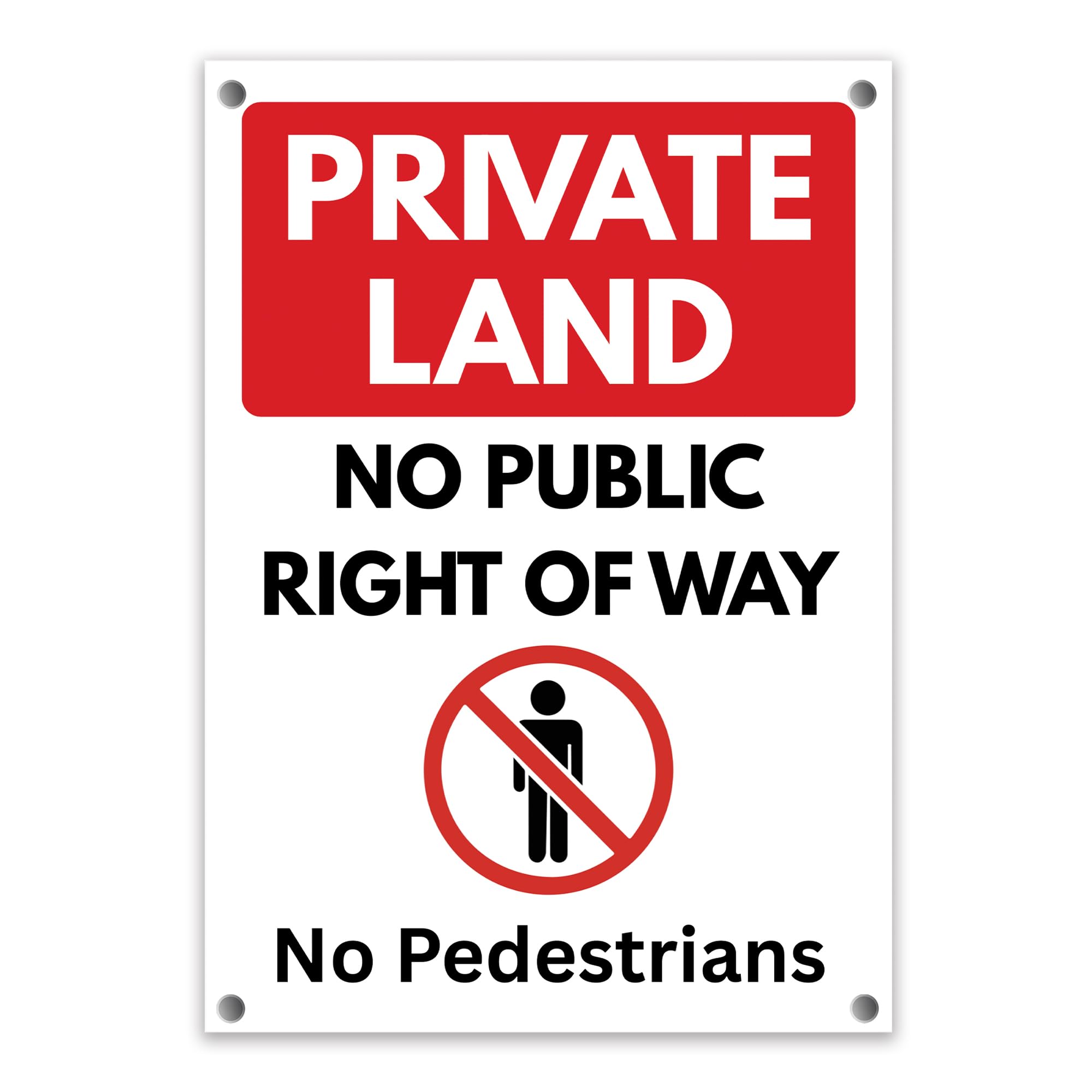 Private Land No Public Right of Way Sign, A4 (210mm x 297mm) – Holes