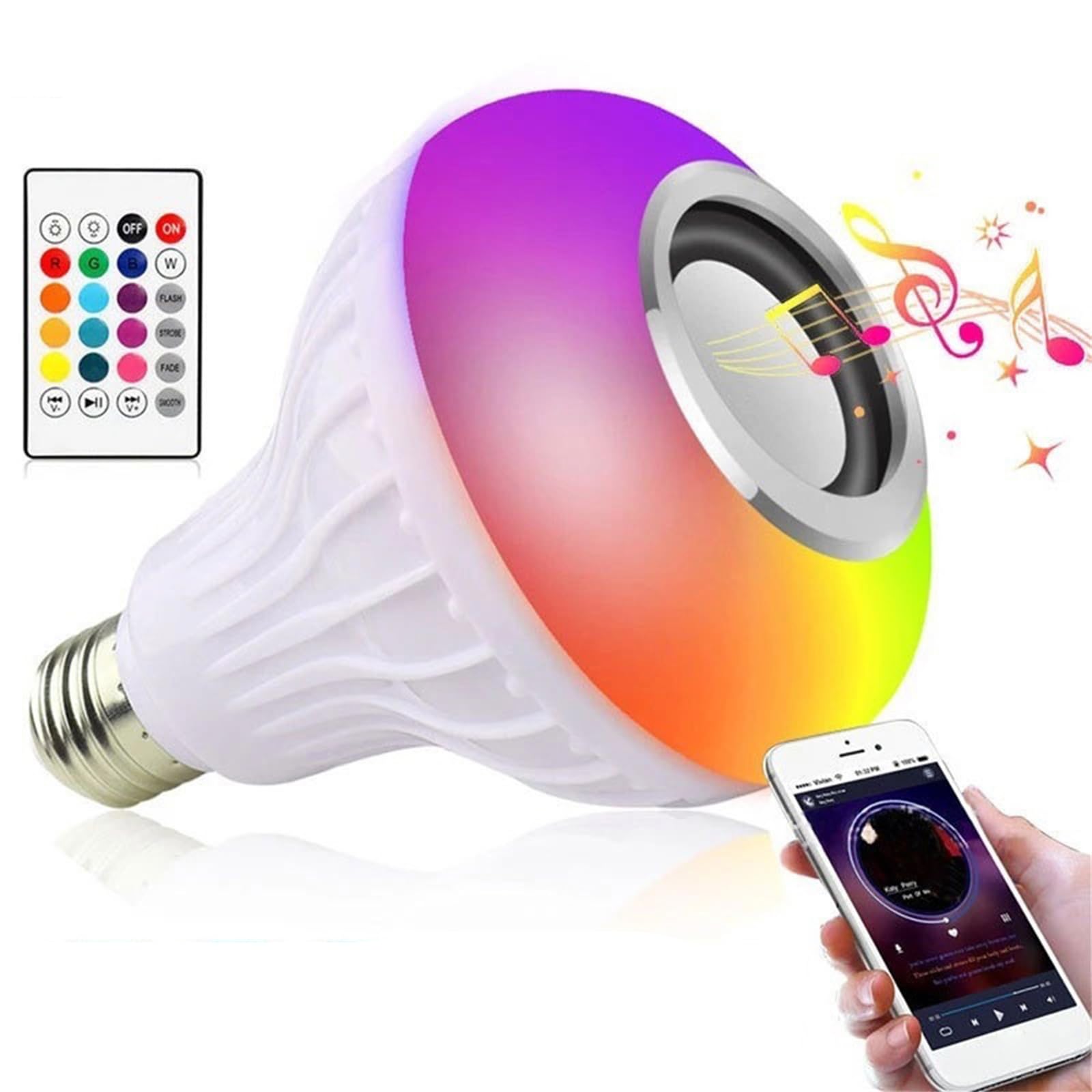 Żarówka LED, 12W E27 RGB Bluetooth Light Music Multicolor Zmiana żarówek Inteligentne żarówki LED Bluetooth z pilotem na imprezę domową,4pcs