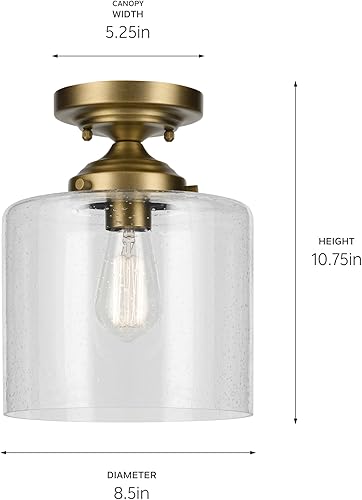 Miniatura 8 de Kichler Winslow 44033NI - Lámpara semiempotrada de 8.5 pulgadas de níquel cepillado, 1 luz para vestíbulo o dormitorio con vidrio transparente