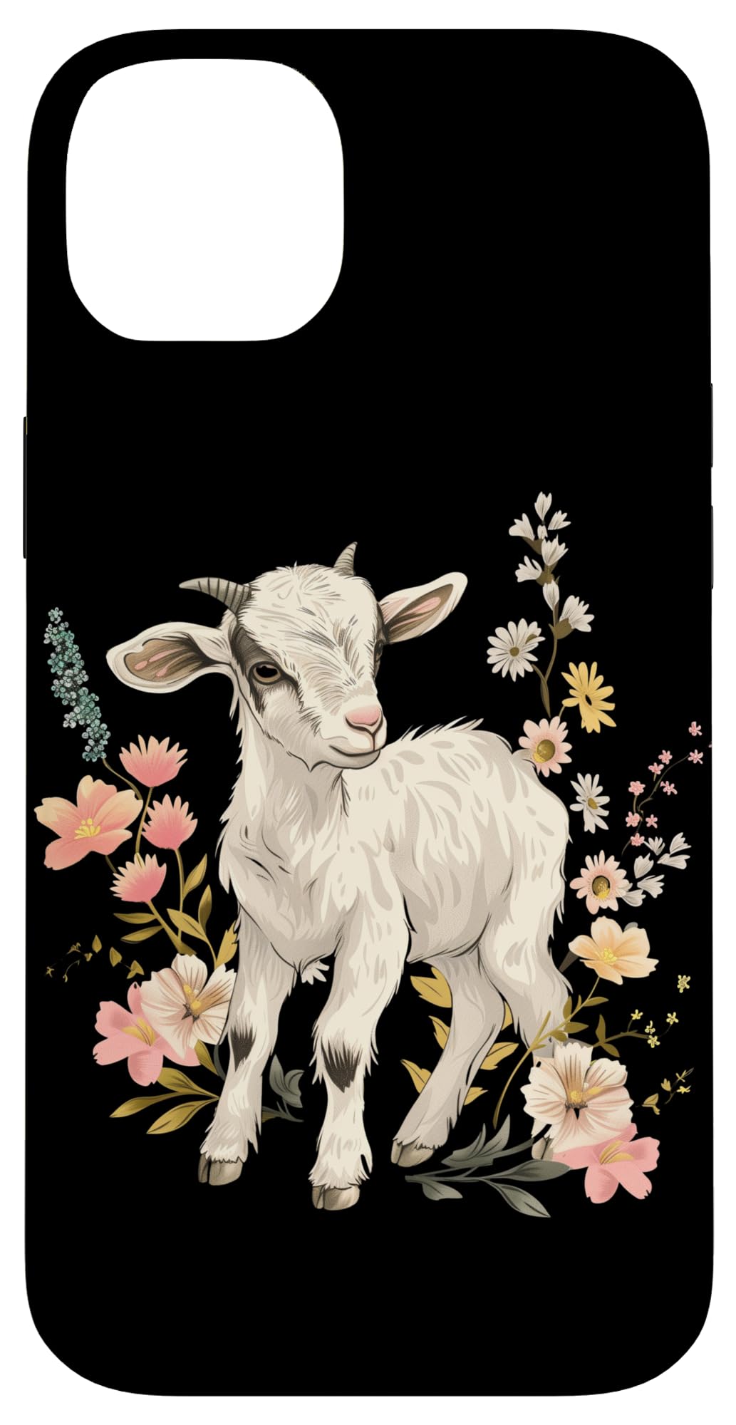 Goat Vintage Flowers Floral Farm Animal Farming Goat Lover Case for iPhone 14 Plus