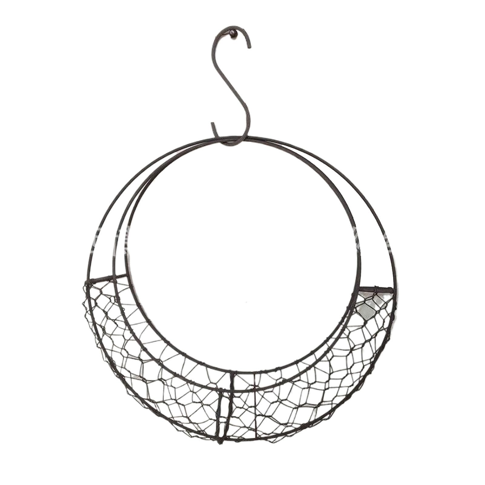 siduytin Wire Hanging Basket Moon Shaped Wire Wreath Frame For Flower Arrangements Metal Indoor Hanging Basket Stand Moon Flower