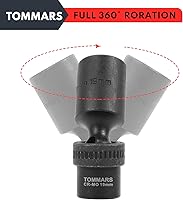 Vista 5 de TOMMARS 3/8" Drive Universal Swivel Impact Socket Set Deep, 6 Point Wobble Flexible Socket Set Metric 10-19 mm CR-MO Steel