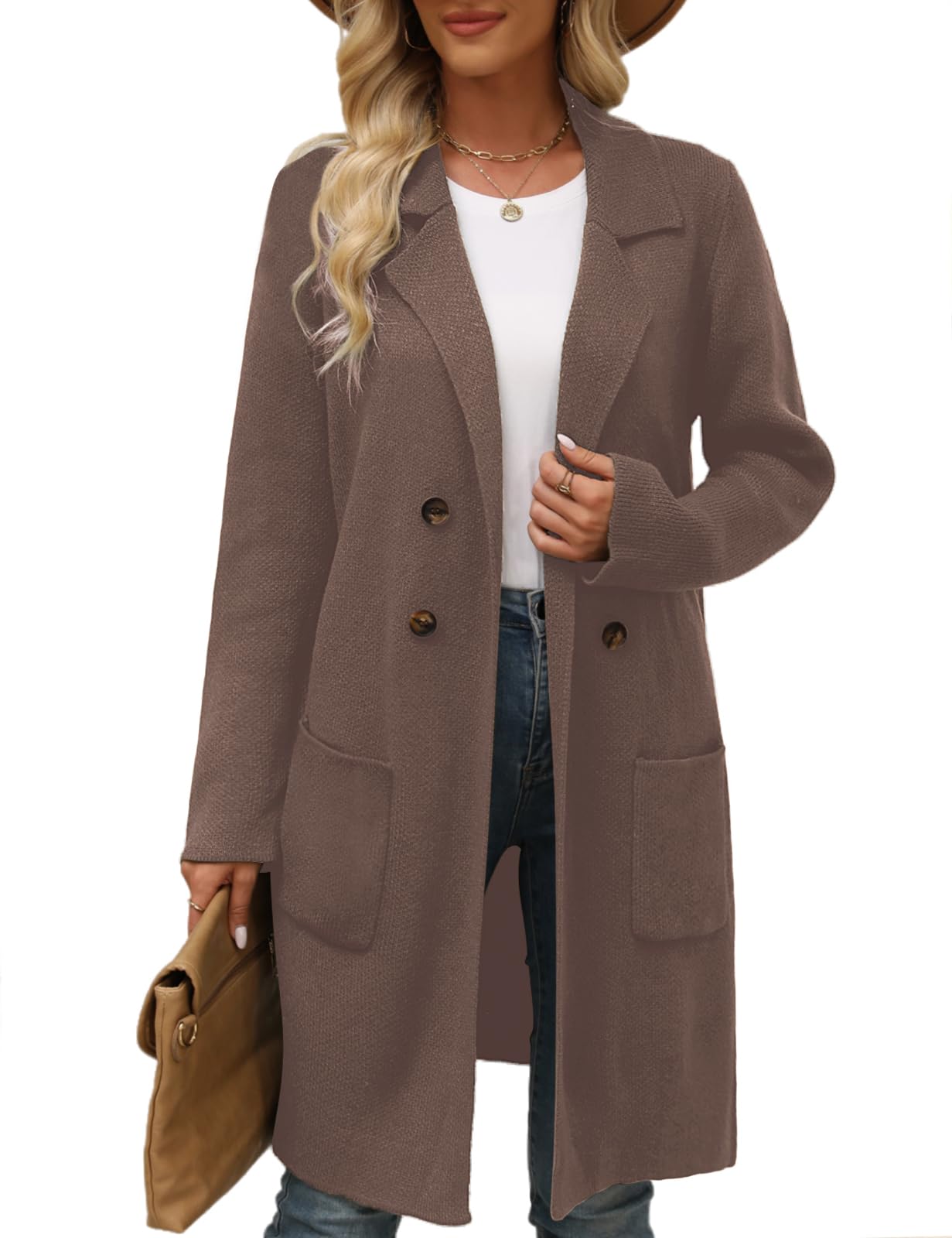 Women Fall Long Cardigan Sweater Open Front Knit Blazer Coatigan-image-34