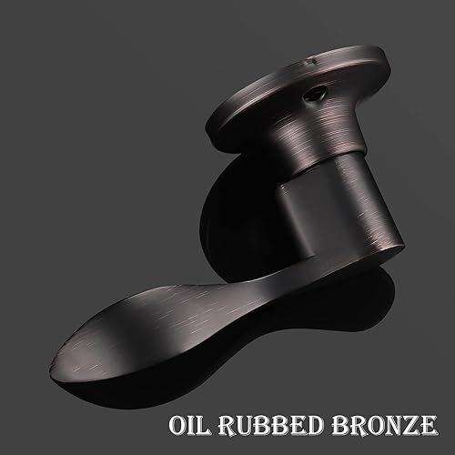 Miniatura 2 de GOBEKOR Paquete de 2 manijas de puerta simuladas de bronce aceitado para zurdos, manijas de puerta onduladas, cerradura sin giro, manijas de puerta