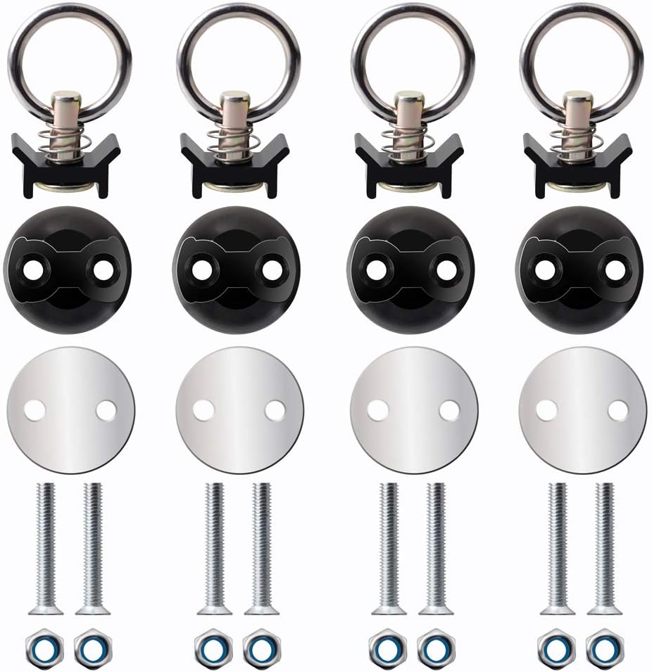 HERCOO Round Tie Down Anchor Point Kit Bolt on Track Fitting with Quick Release Compatible with Pickup Truck Motorcycles Snowmobiles