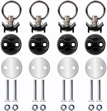 HERCOO Round Tie Down Anchor Point Kit Bolt on Track Fitting with Quick Release Compatible with Pickup Truck Motorcycles Snowmobiles