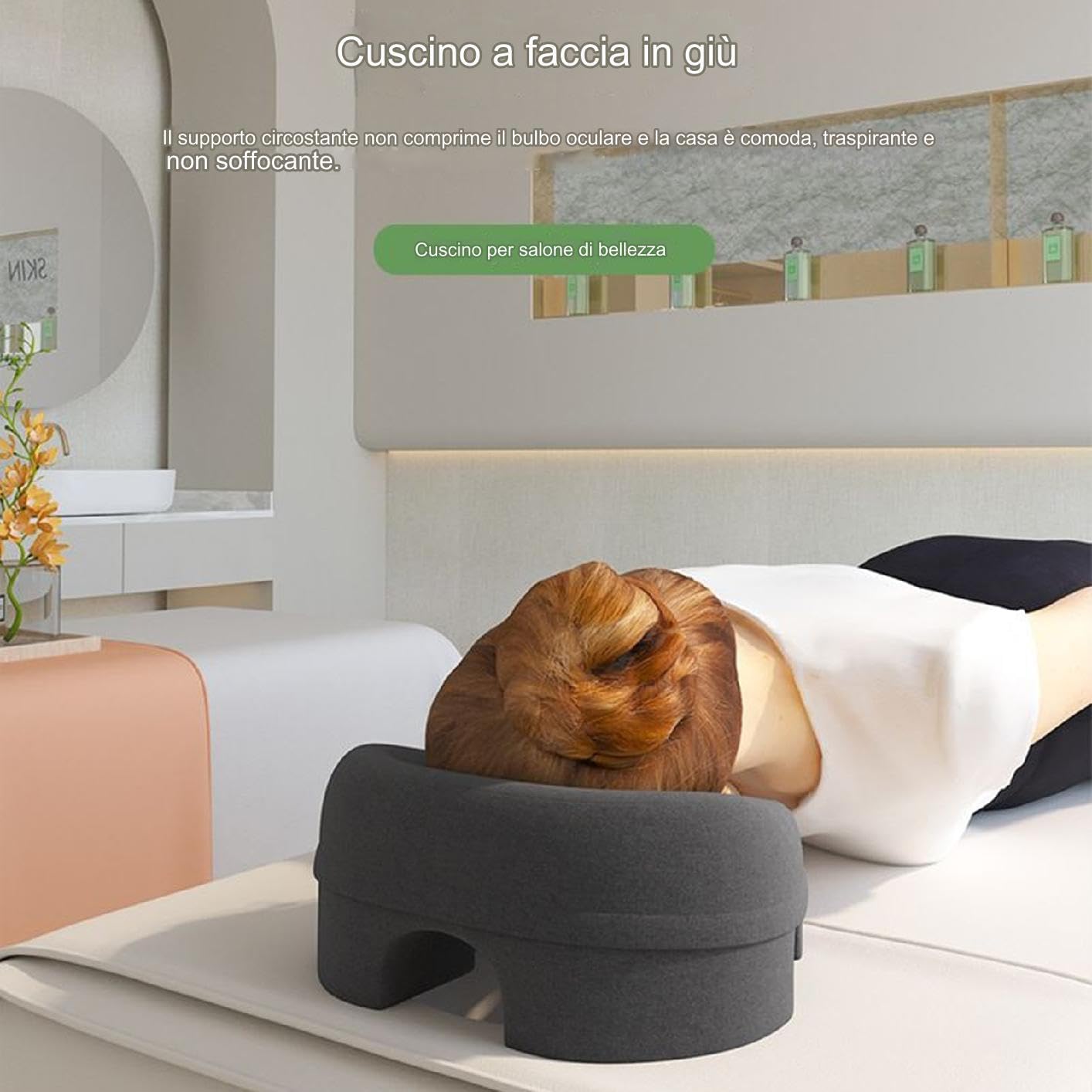 a faccia in giù - per sullo stomaco con design ergonomico per una comoda | posizione, morbido poggiatesta per la casa, terapia di massaggio, recupero e uso rilassante, 11,8