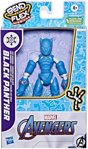 Miniatura 3 de Hasbro Marvel Avengers Bend and Flex Missions Black Panther Ice Mission figura de acción, juguete flexible de 6 pulgadas, juguetes para niños a