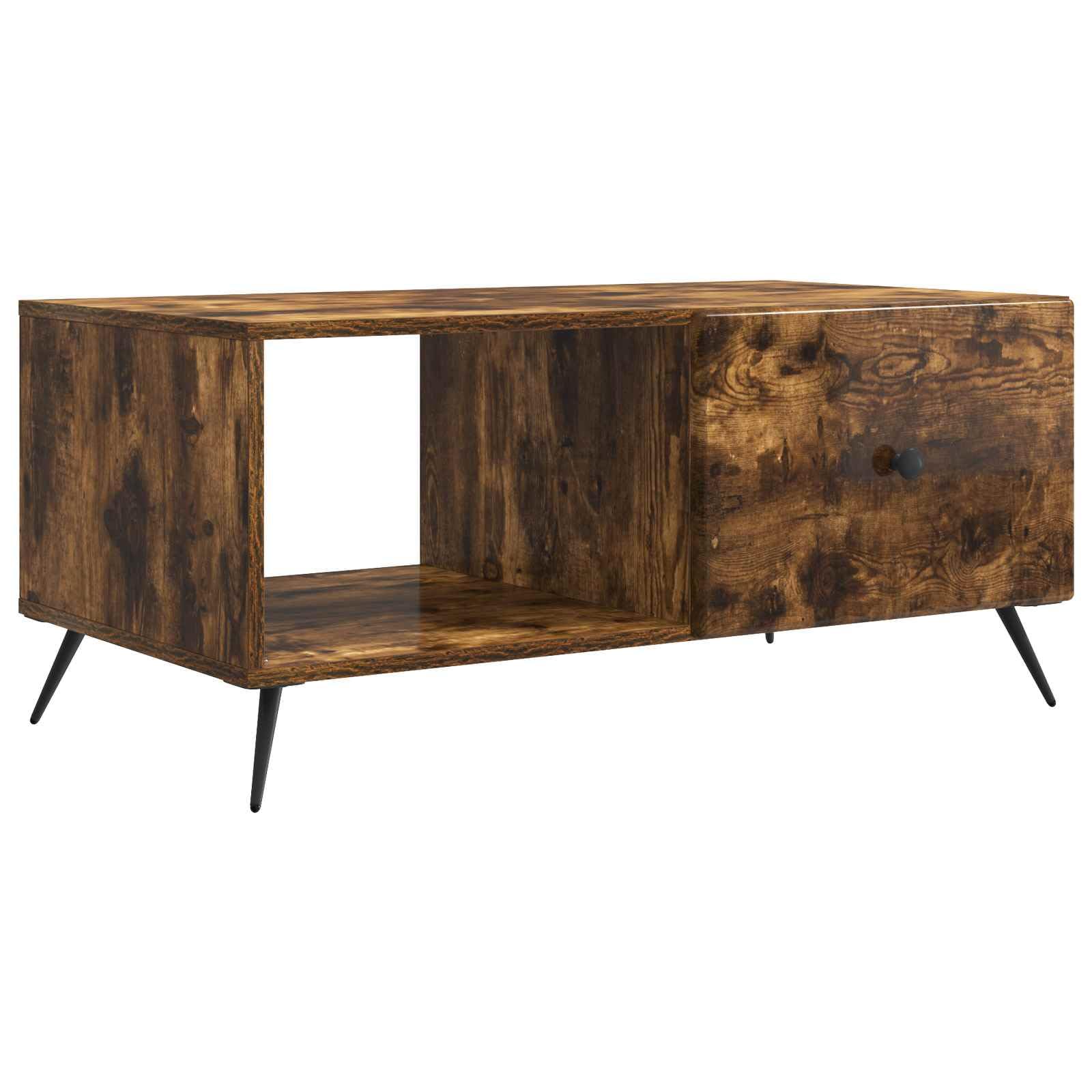 Table d'appoint de salon stable au design vintage chêne fumé