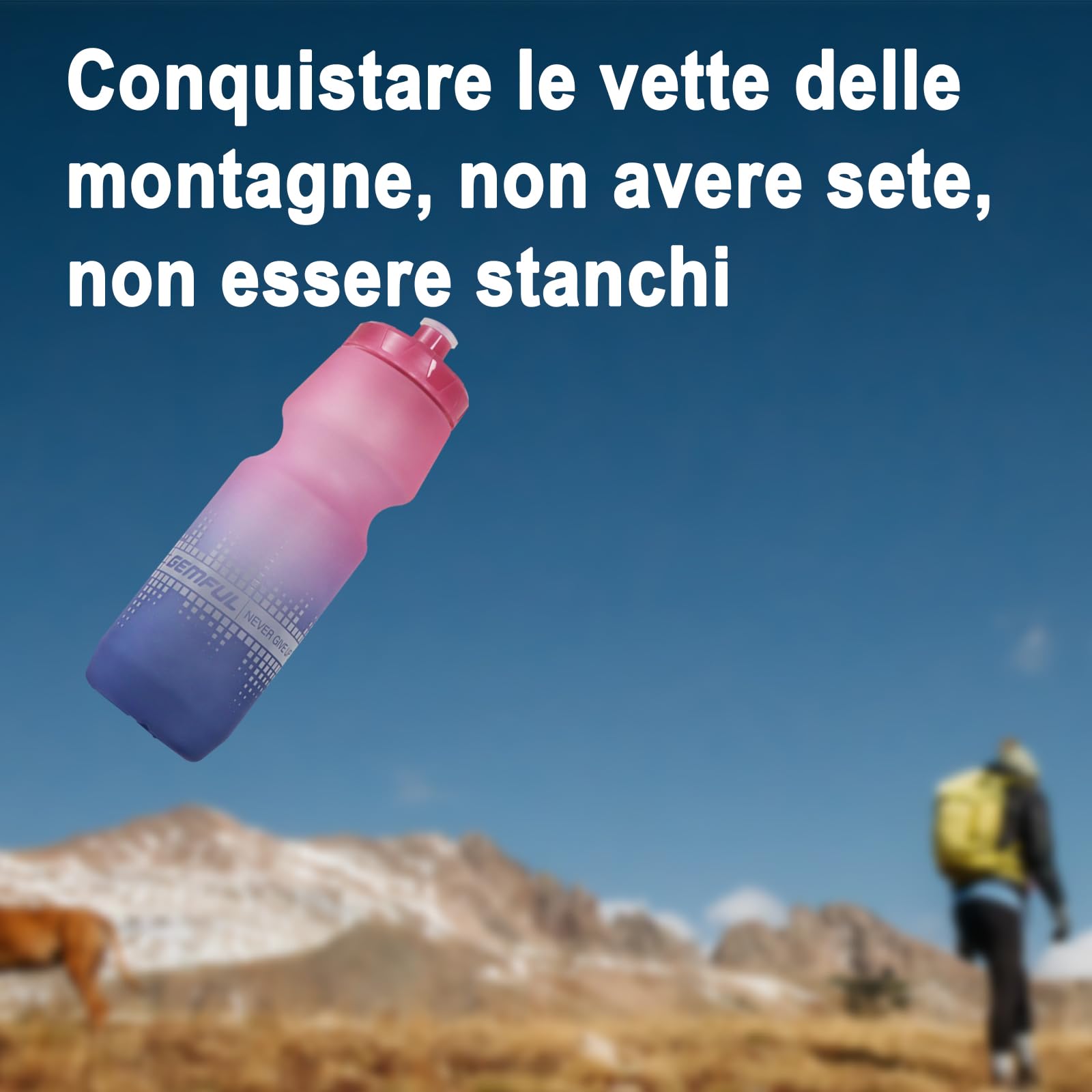 GEMFUL Borraccia Ciclismo, confezione da 2, 750 ml, a prova di perdite, senza BPA, perfetta per ciclismo, escursionismo e avventure all'aria aperta(Bianco e nero)