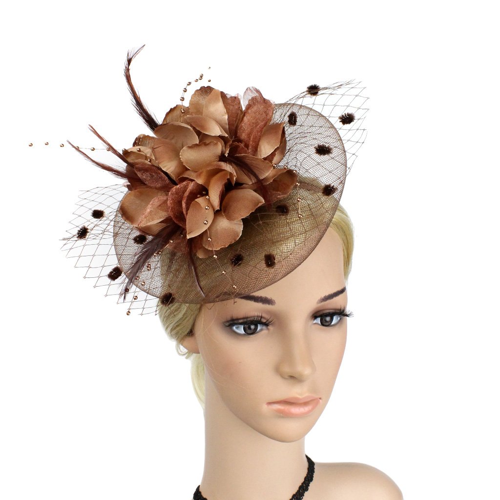 Sombrero de boda, para fiesta de té, sombrero de iglesia, sombrero de Sinamay, sombrero floral para mujeres y niñas
