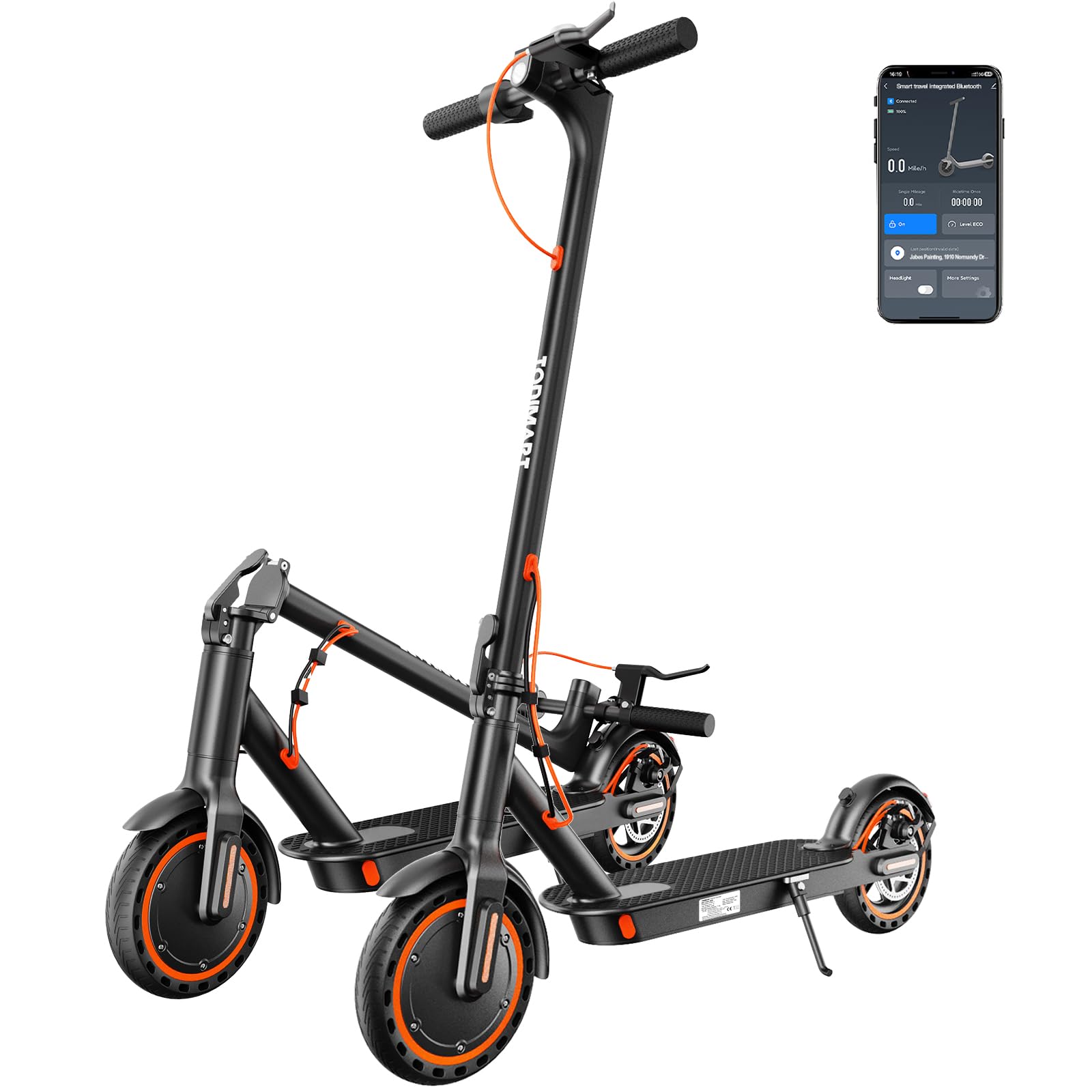 TODIMART T3 Patinete Eléctrico Ultraligero, 350W-600W Motor, Autonomía 30KM-Máxima 25 km/h, Homologado CE con Sistema de Frenado Doble para Desplazamientos Diarios-con App