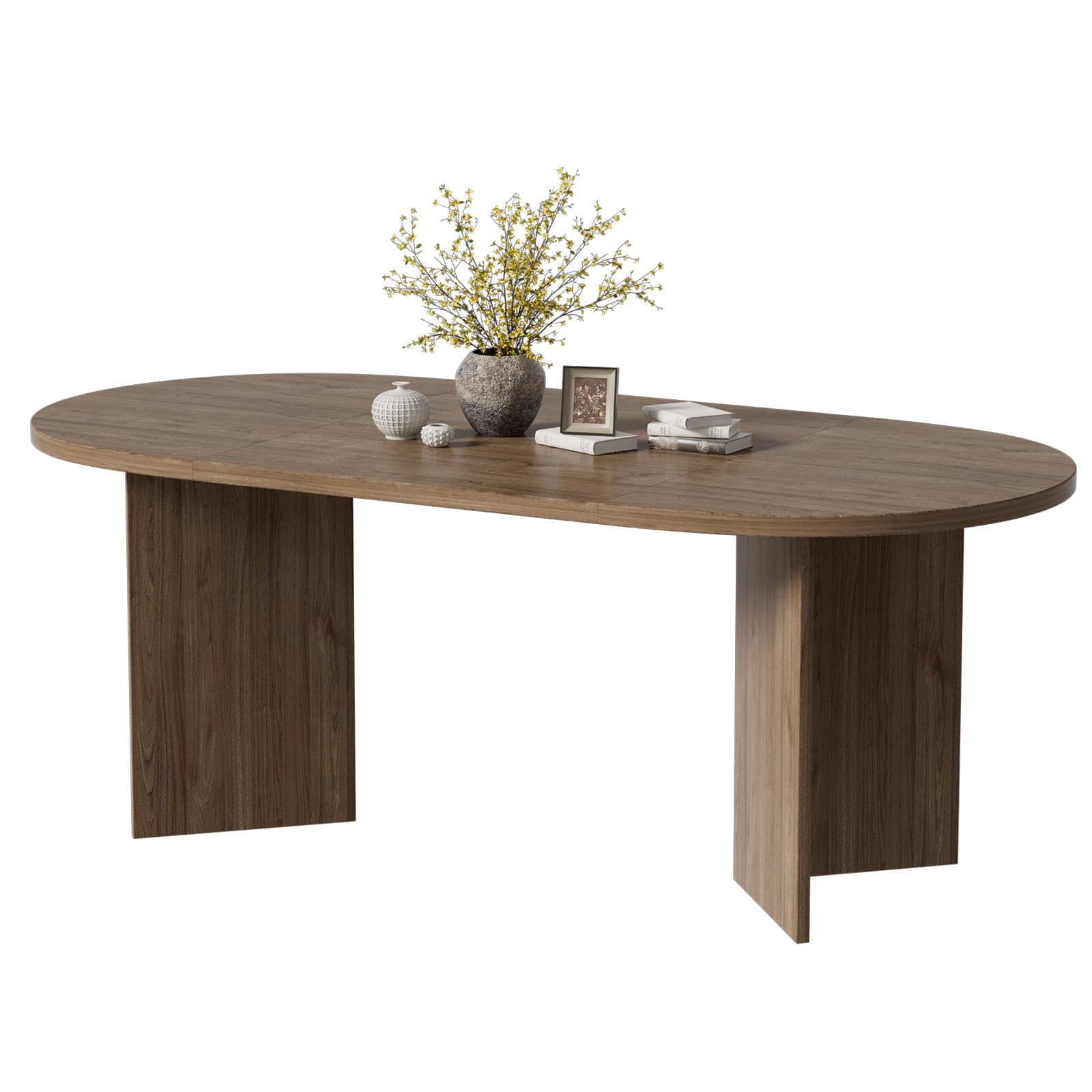 MSFE Tavolo da Pranzo per 6-10 Persone, Tavolo Cucina Ovale 190x90x76cm, Tavolos in legno per Cucina di Casa Soggiorno,Tavolo da Pranzo Marrone,Tavoli moderno per Tempo Libero